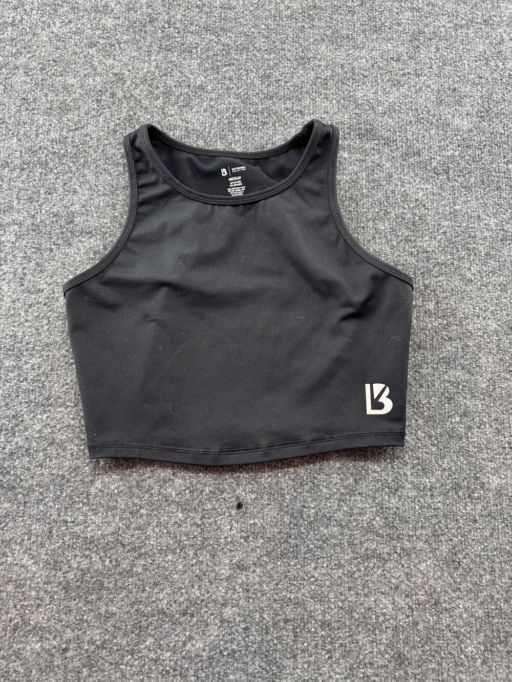 Buffbunny Collection Tank Top Womens Medium Black Cropped Athletic Stretch Gym